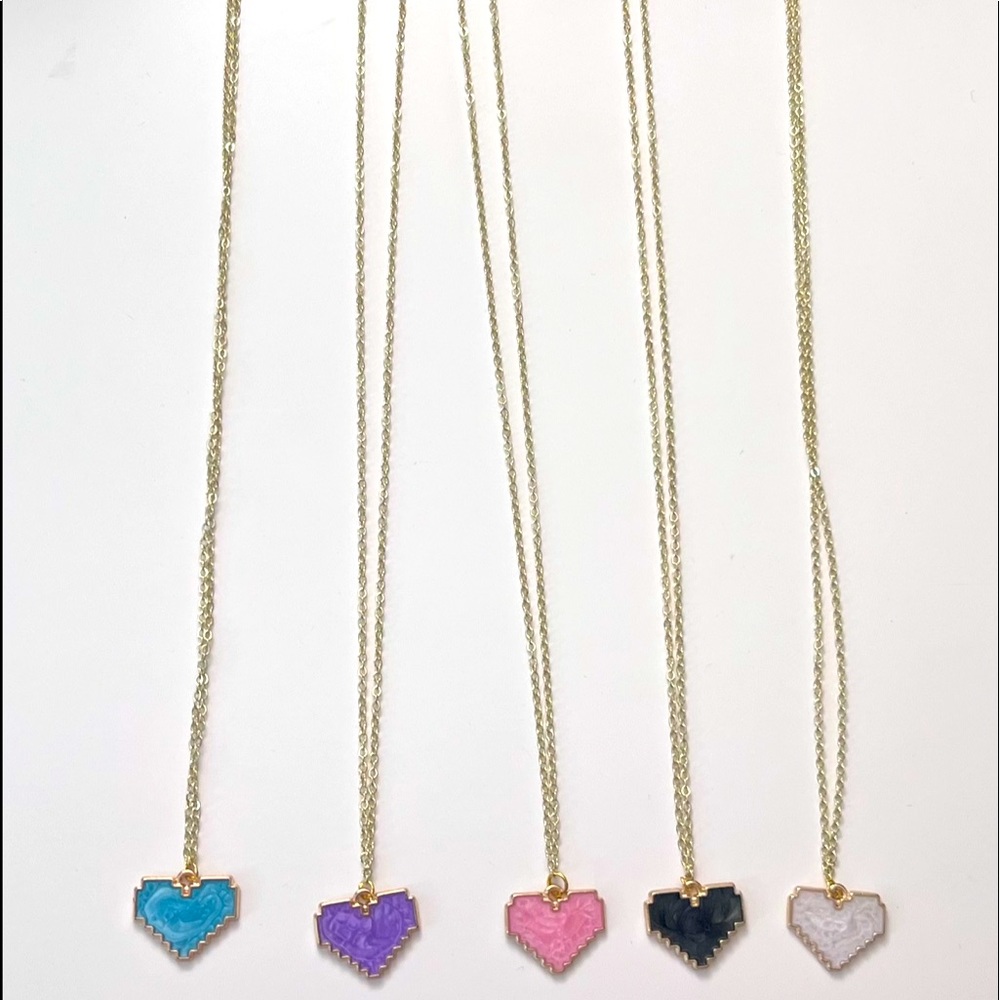 Pixelated Heart Necklaces